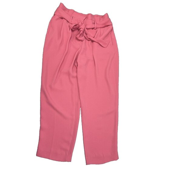 Boden Pants - Boden Melina Pink Poppy Paperbag Pants Belted High Rise Straight Leg Size 10R